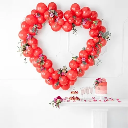 Herzdeko, Luftriesenballons, Rot, Blumen, Event-Deko