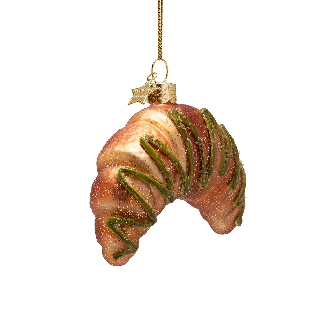 Weihnachtsornament, Croissant, Zuckerornament, Kunststoff, Gold
