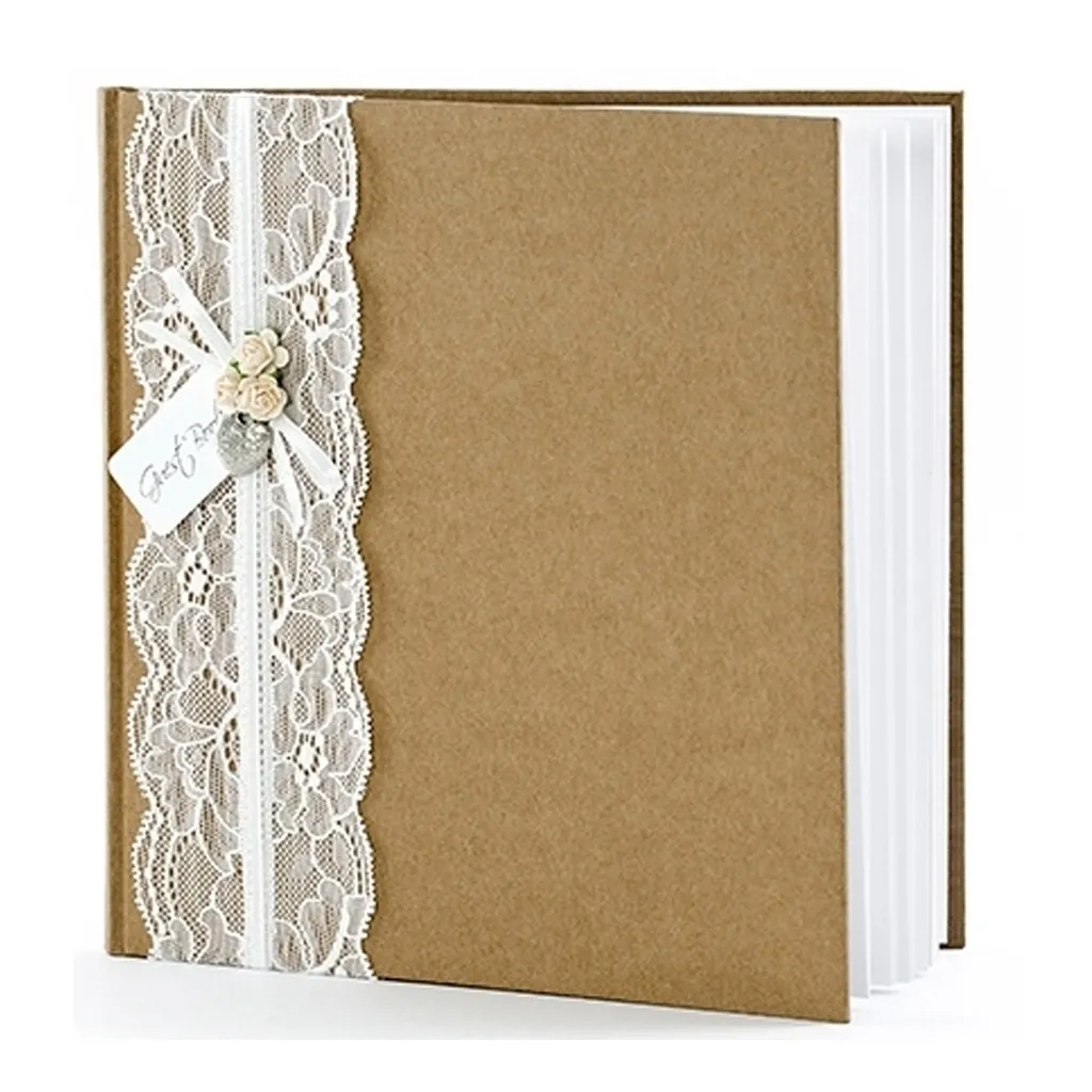 Gästebuch Kraftpapier mit Spitze