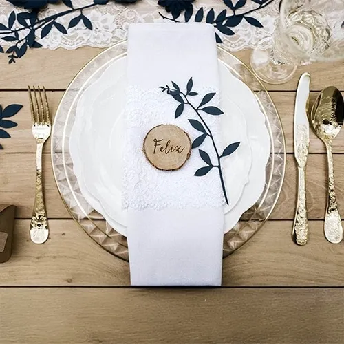 placemat, serviette, tabelle setting, holzoptik, zweig design