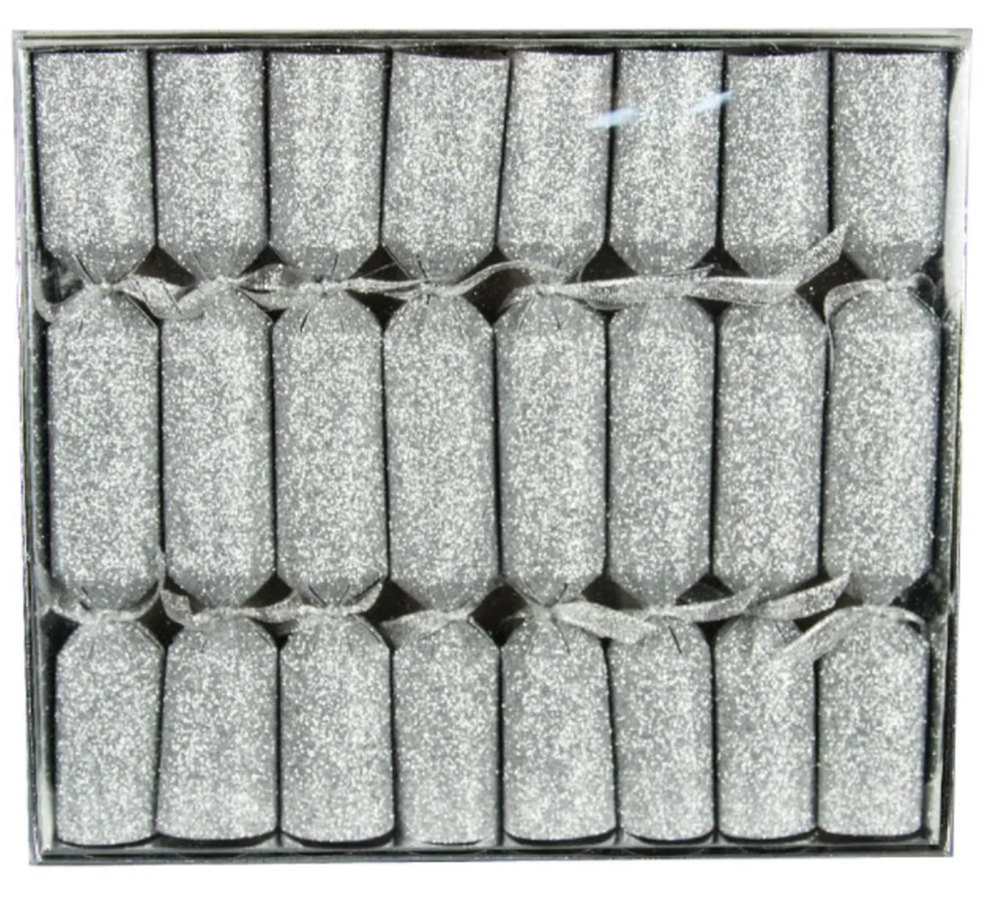 8 Knallbonbons Silber Glitter 22 cm