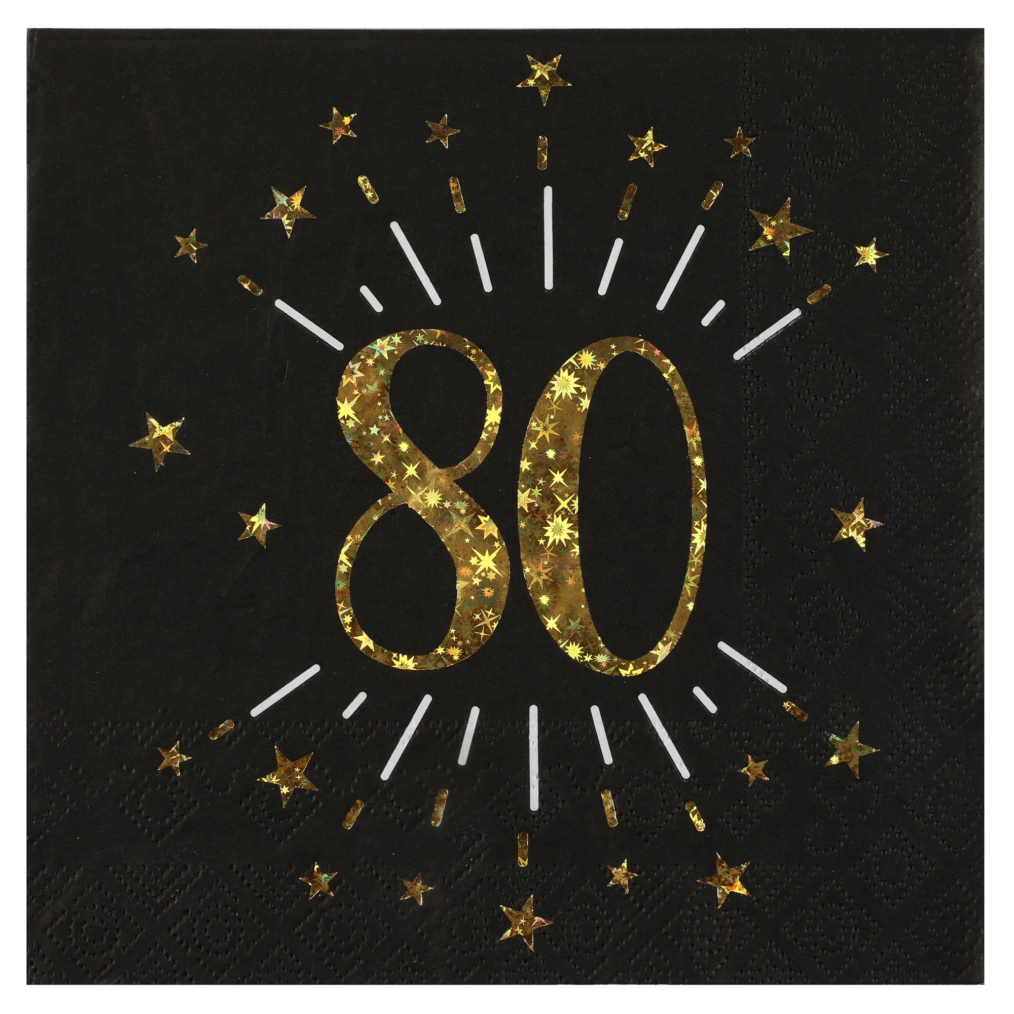 10 Servietten "80. Geburtstag" Schwarz/Gold