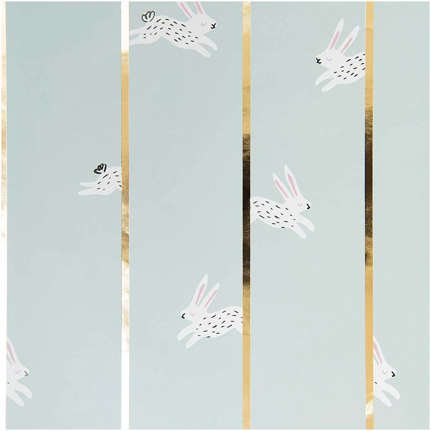 Geschenkpapier auf Rolle, "Hase"- Mint/Gold 2m