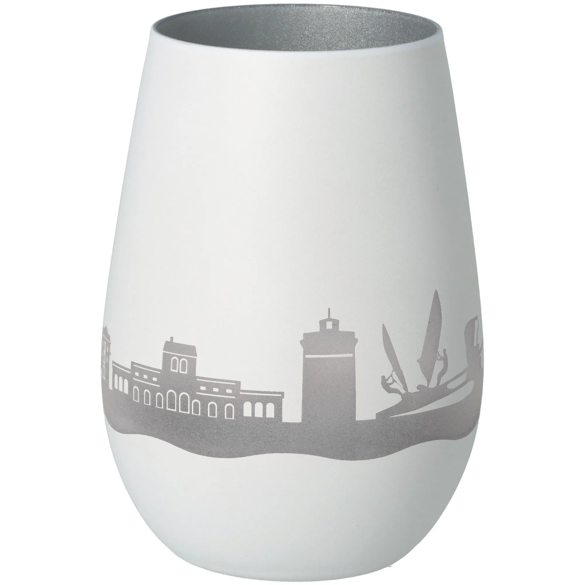 Windlicht Skyline Juist Weiß/Silber