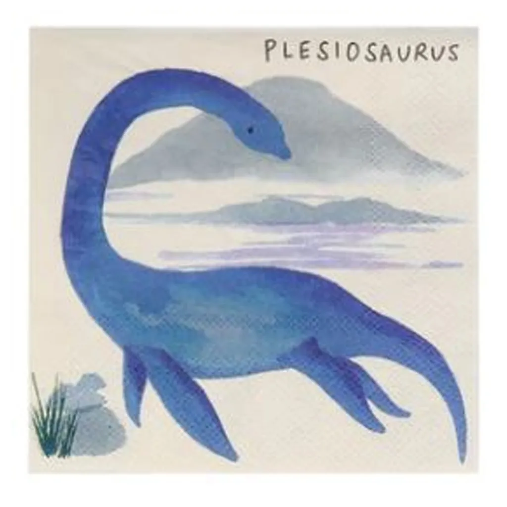Dinosaurier, Plesiosaurus, Blau, Illustration, Artefakt-Beschriftung
