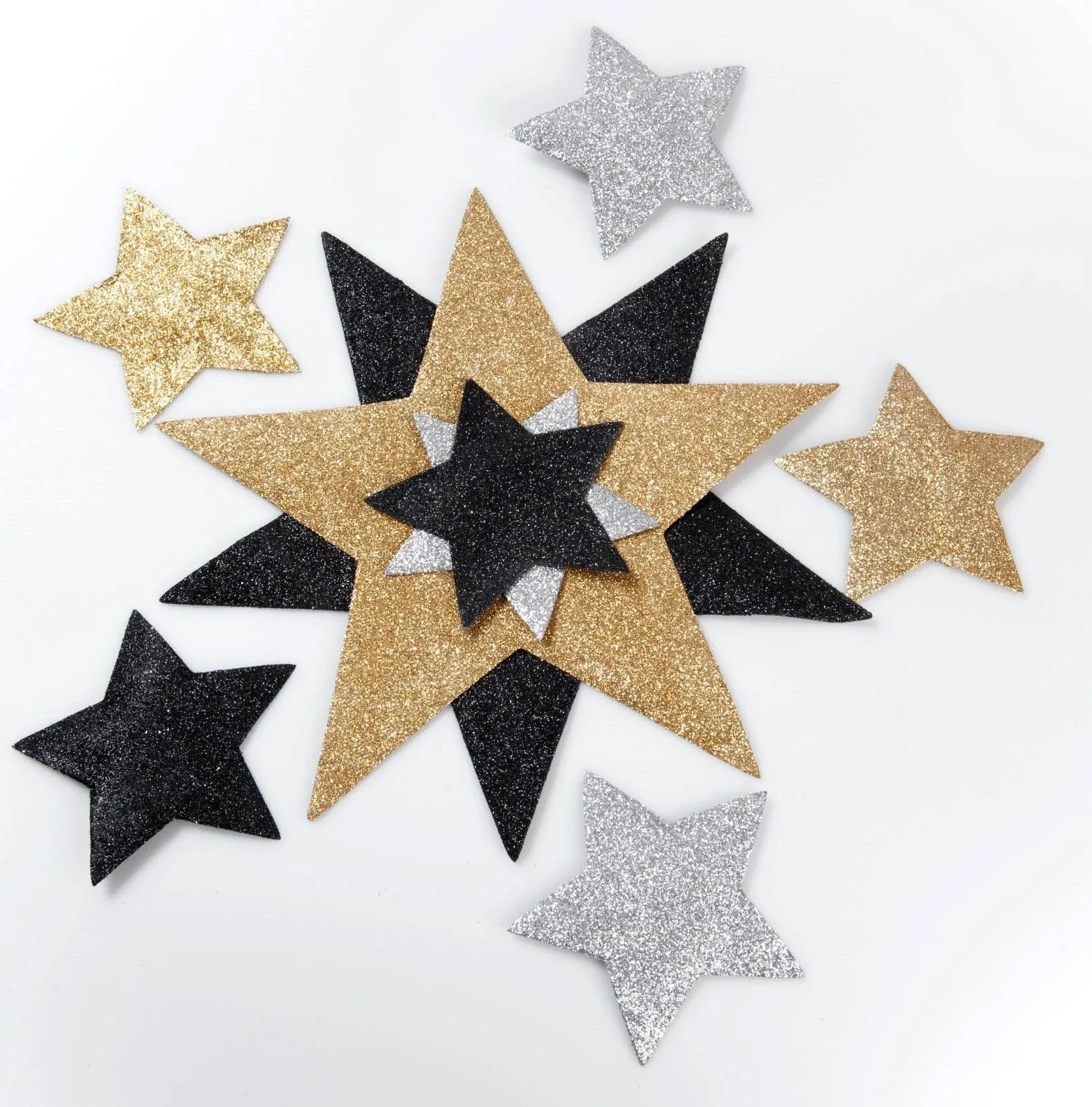 2 Glitter Stern-Untersetzer Schwarz