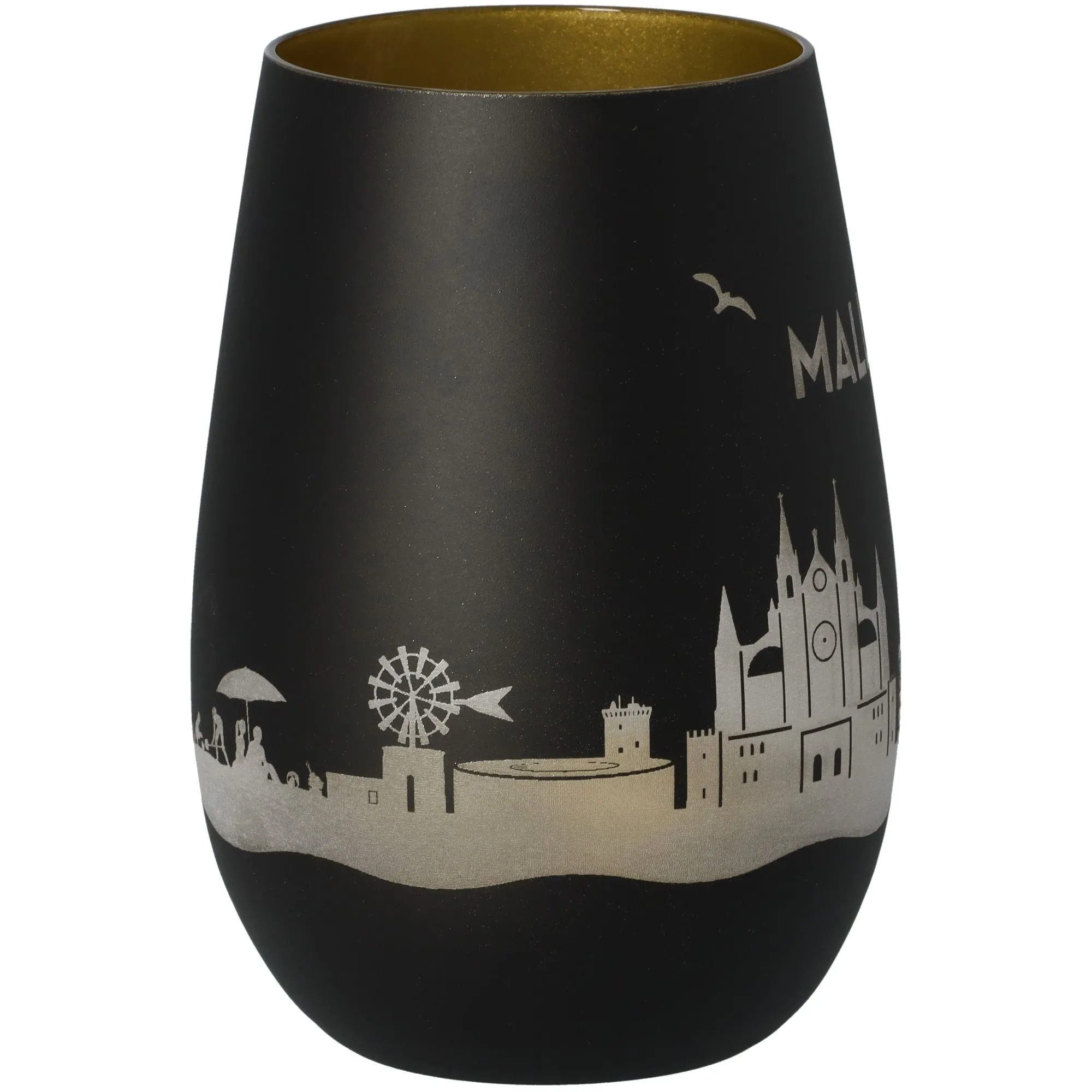 Windlicht Skyline Mallorca Schwarz/Gold