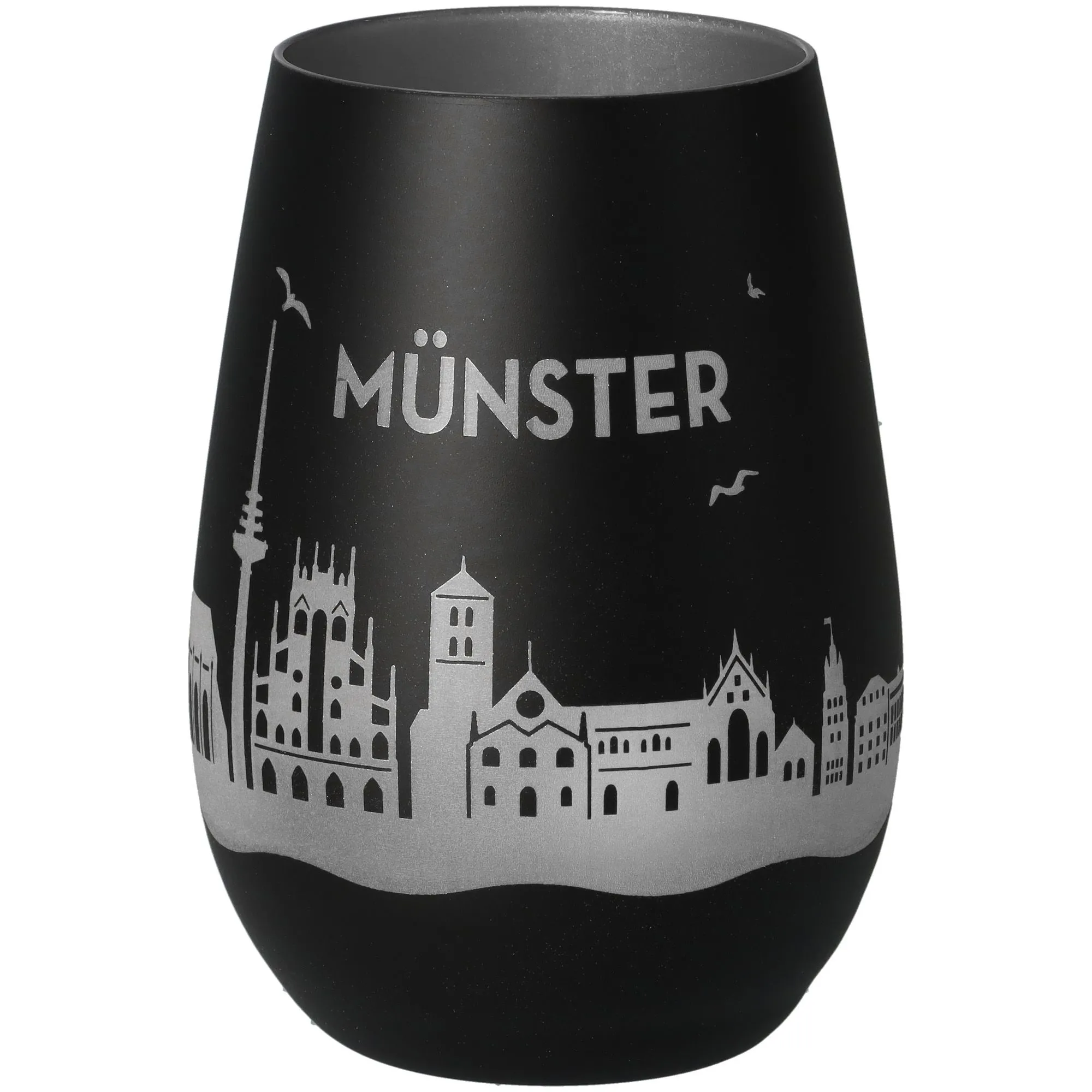 Kunststoffbecher, Becher, Schwarz, Stadt Silhouette, Münster
