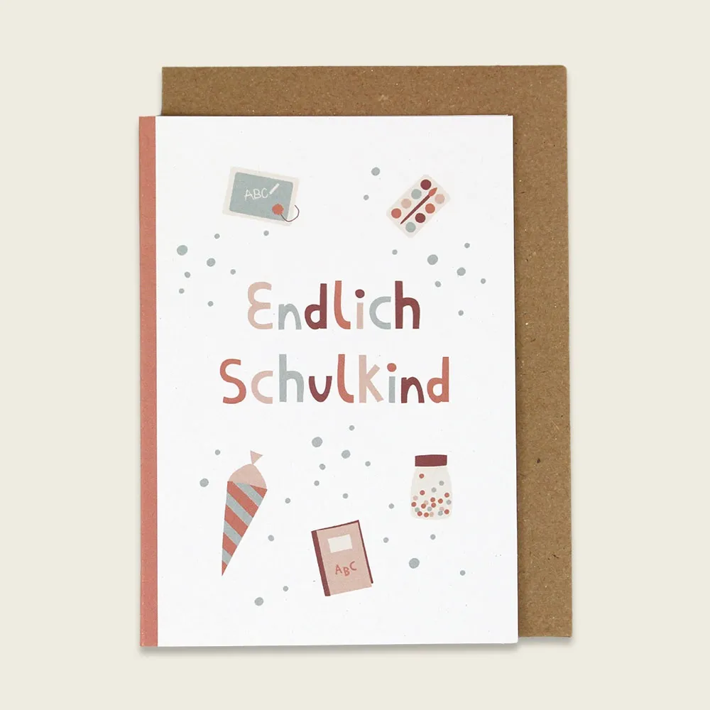 Grußkarte "Endlich Schulkind" Korall