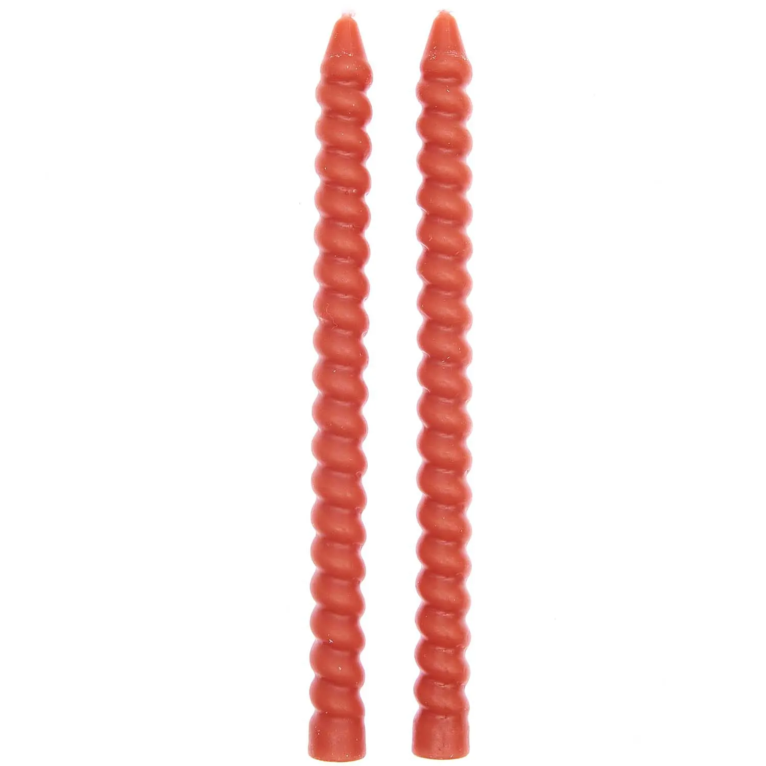 2 Spiralkerzen - Ziegelrot je Ø 1,4cm