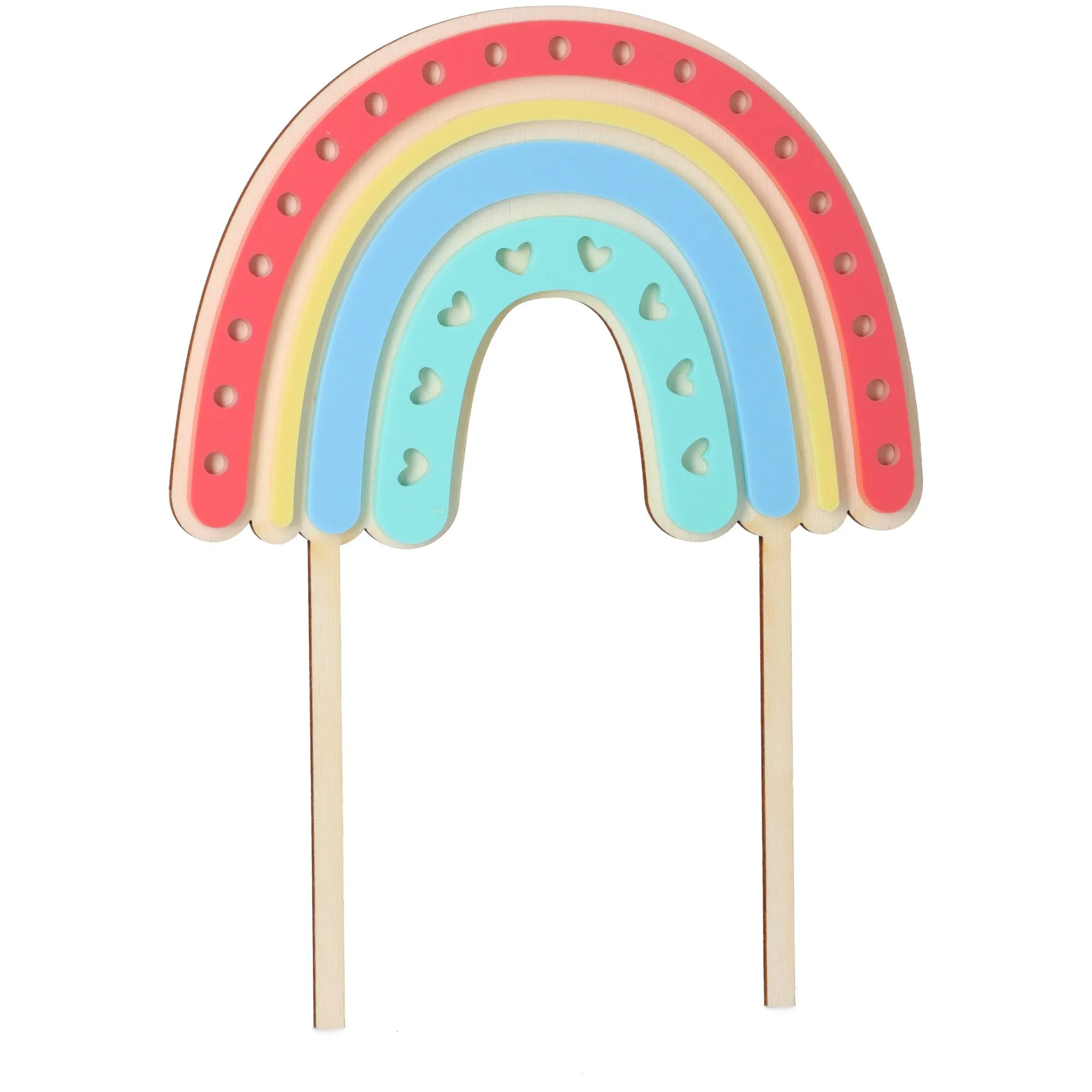 Cake Topper Regenbogen Herz aus Holz & Acryl