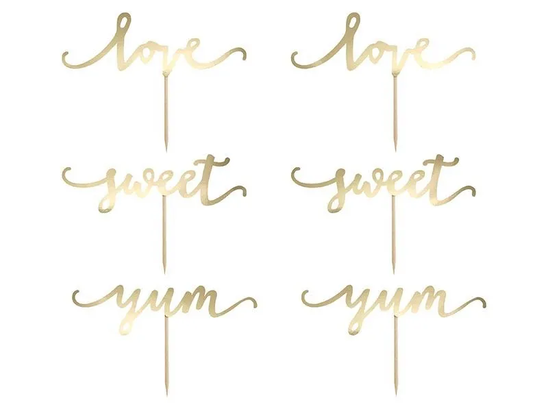 Cupcake Topper Love Gold 6 tlg.
