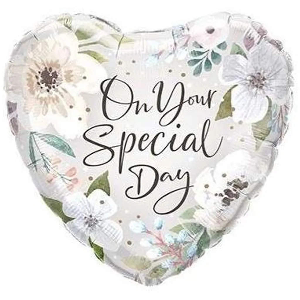 Herzballon, Beschriftung, On Your Special Day, Floral, dekorativ