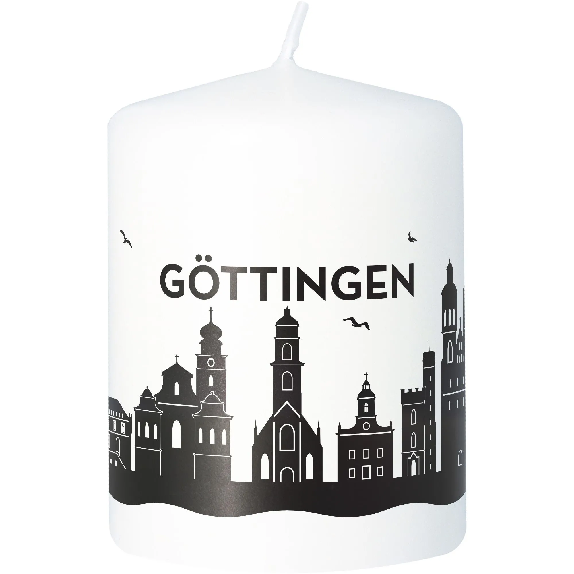 Stumpenkerze Skyline Göttingen Weiß