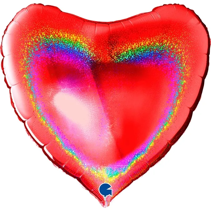 Folienballon "Herz" Holographic Rot, 90cm