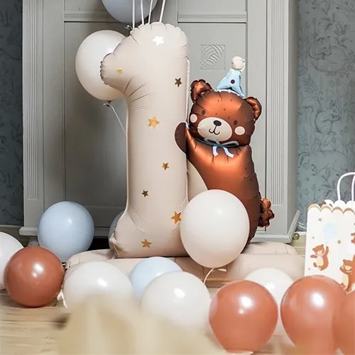 Gehörensballon, Zahl-1, Seifenblasenballon, Teddybär-Ballon, Luftballons