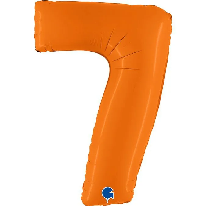 Folienballon Zahl 7 Matte Orange 100cm