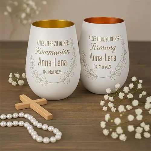Kommunion, Keramikbecher, Personalisierte Becher, Hochzeitsgeschenk, Anna-Lena