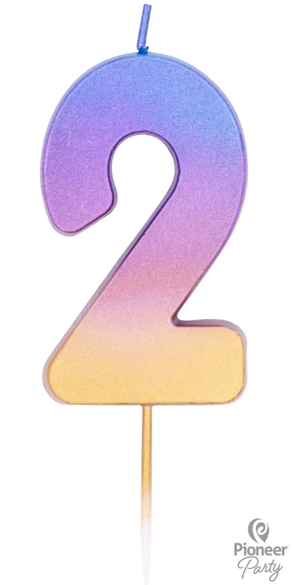 Zahlenkerze "2", Regenbogen