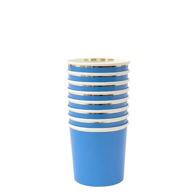 Meri Meri - 8 Pappbecher, Blau/Gold