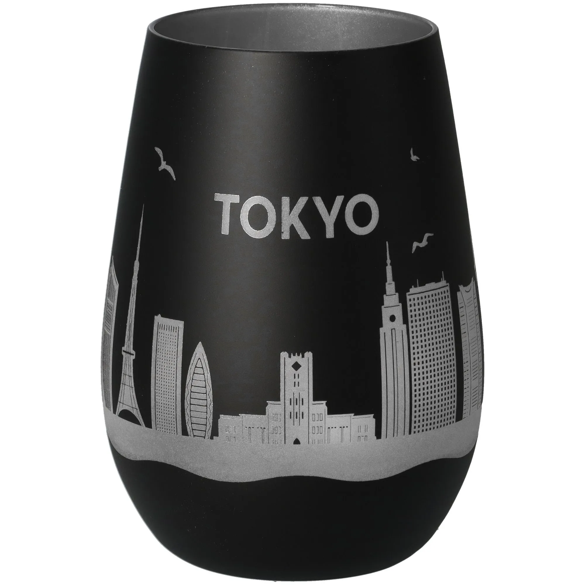 vase, mug, schwarz, städteansicht, tokio
