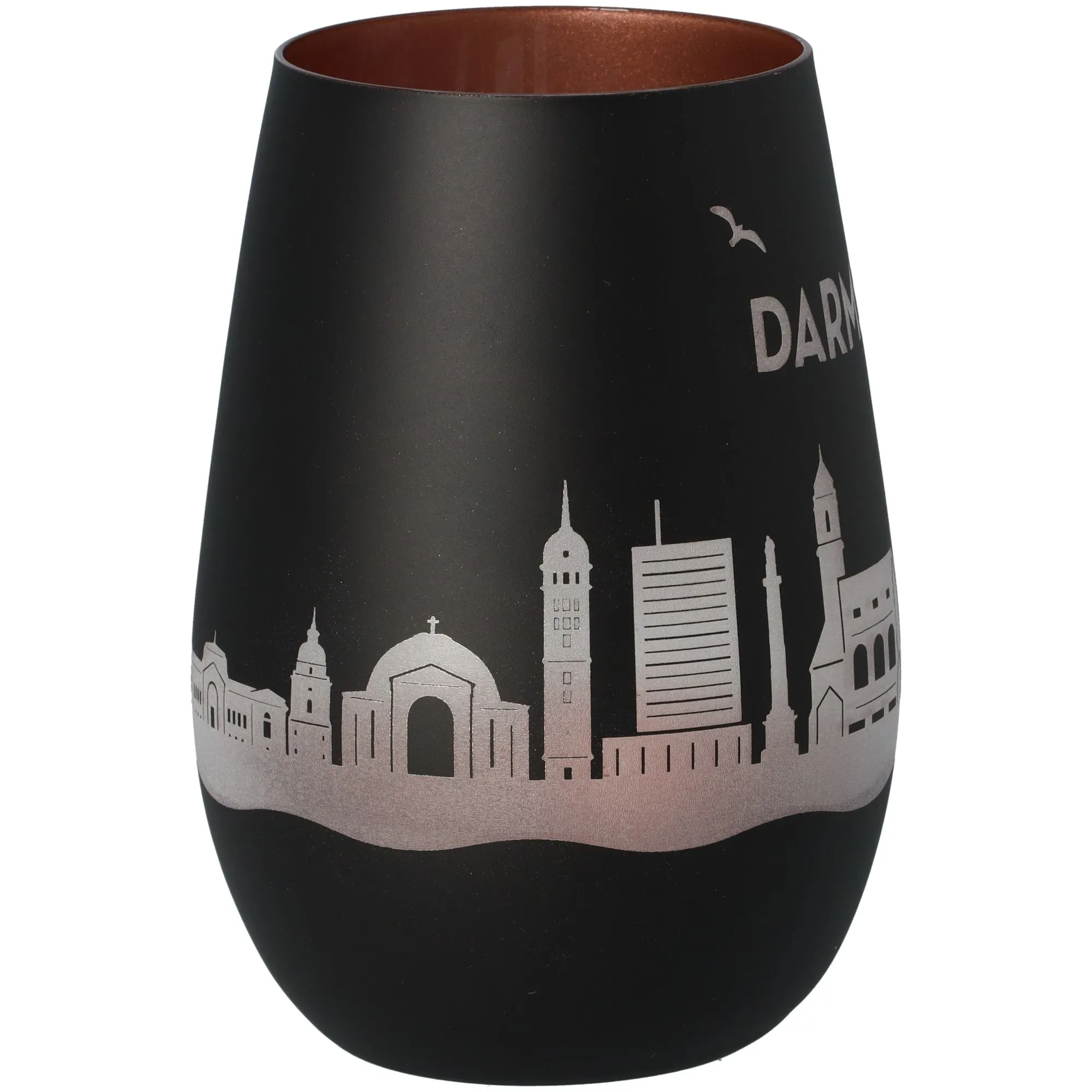 Windlicht Skyline Darmstadt Schwarz/Bronze