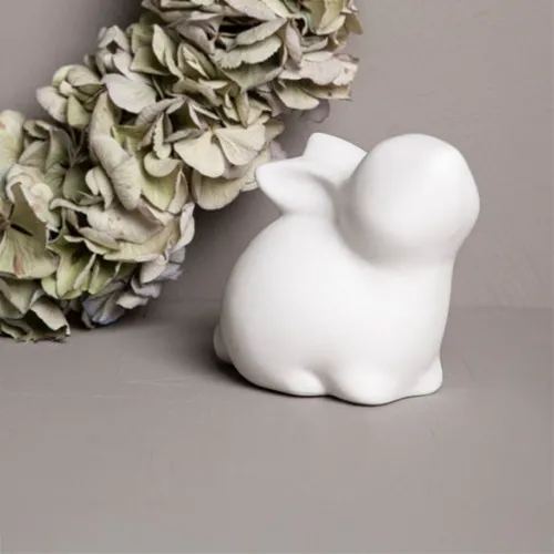 Dekofigur, Kleines Tier, Weiß, Tonware, Hase