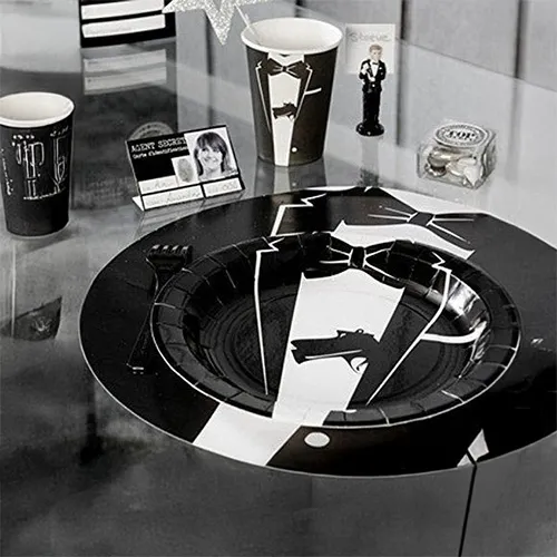 Teller,  Party set,  Geschirr,  Servierplatte,  Schwarz-weiß