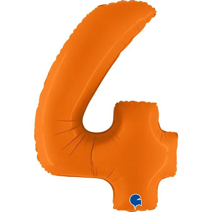 Folienballon Zahl 4 Matte Orange 100cm