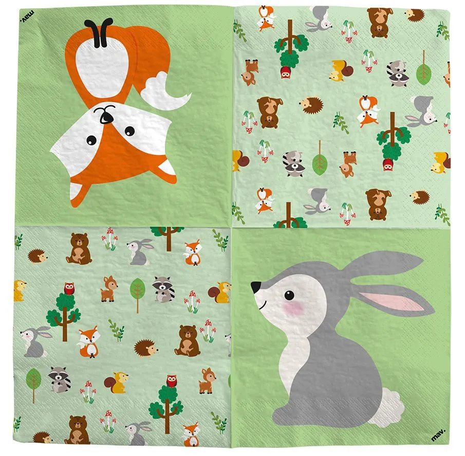 Servietten Waldtiere, 20 Stück