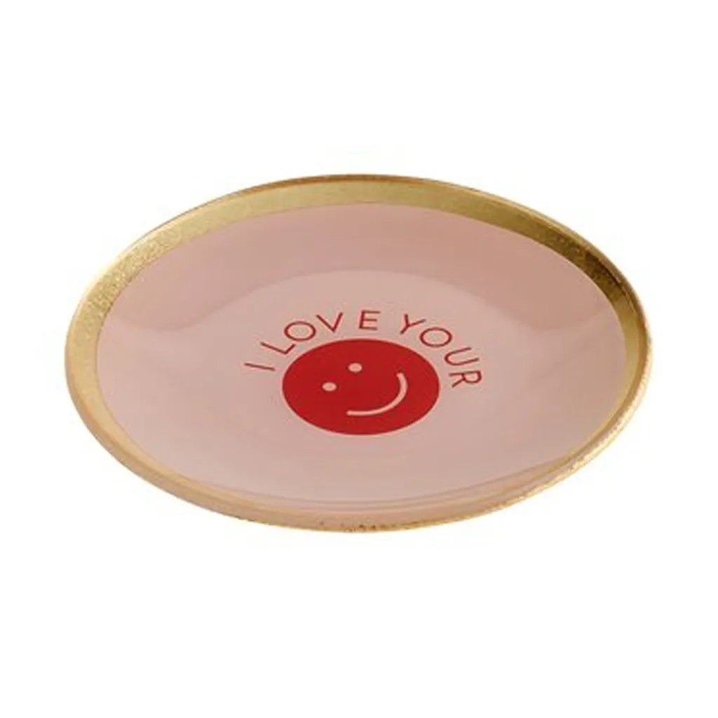 Glasteller "I love your Smile", Rosa - M
