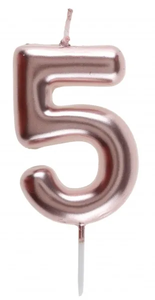 Zahlenkerze "5", Roségold
