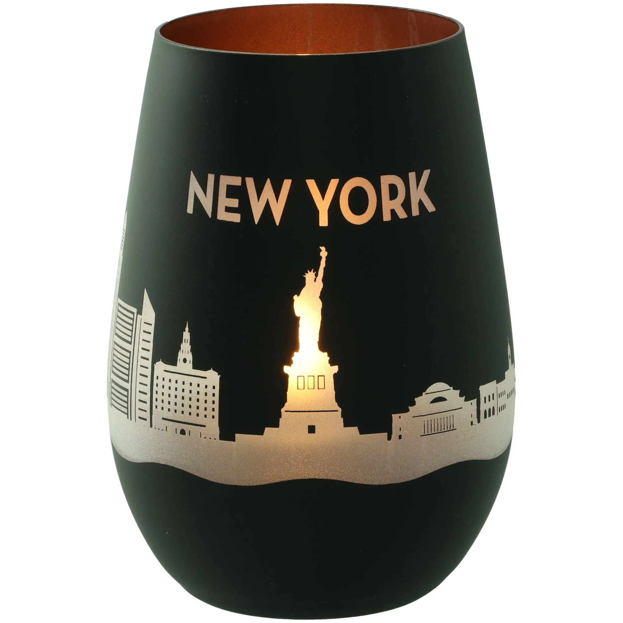 Windlicht Skyline New York Schwarz/Bronze