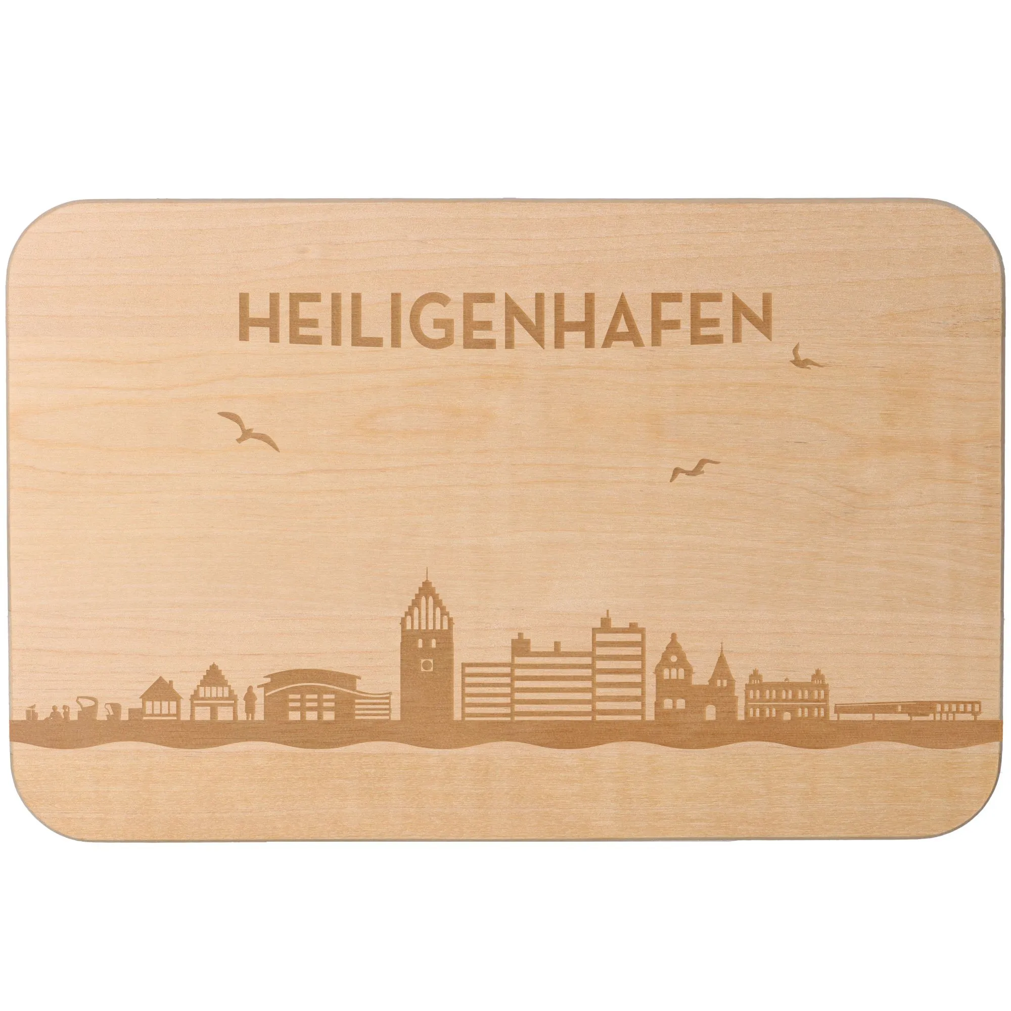 Frühstücksbrett Skyline Heiligenhafen 23cm x 15cm x 1cm