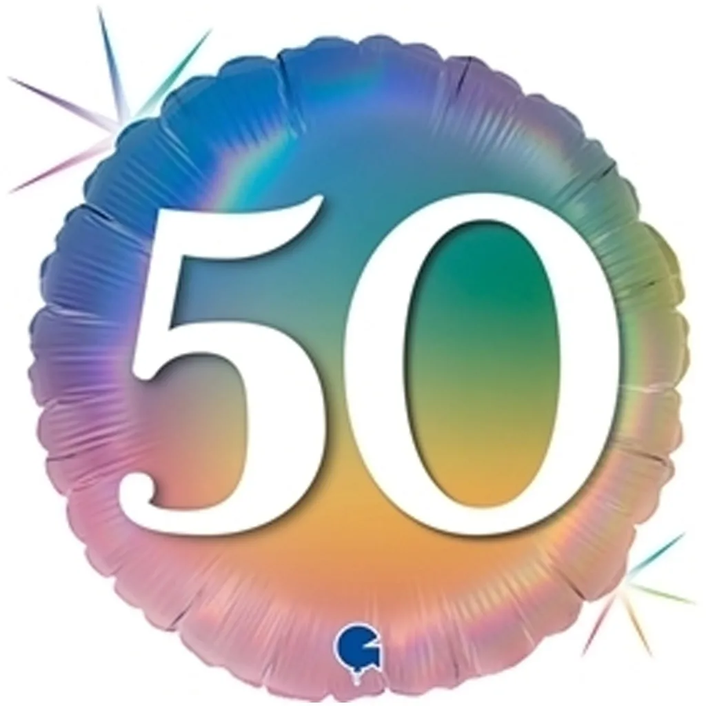 Folienballon "50" Regenbogen 45cm