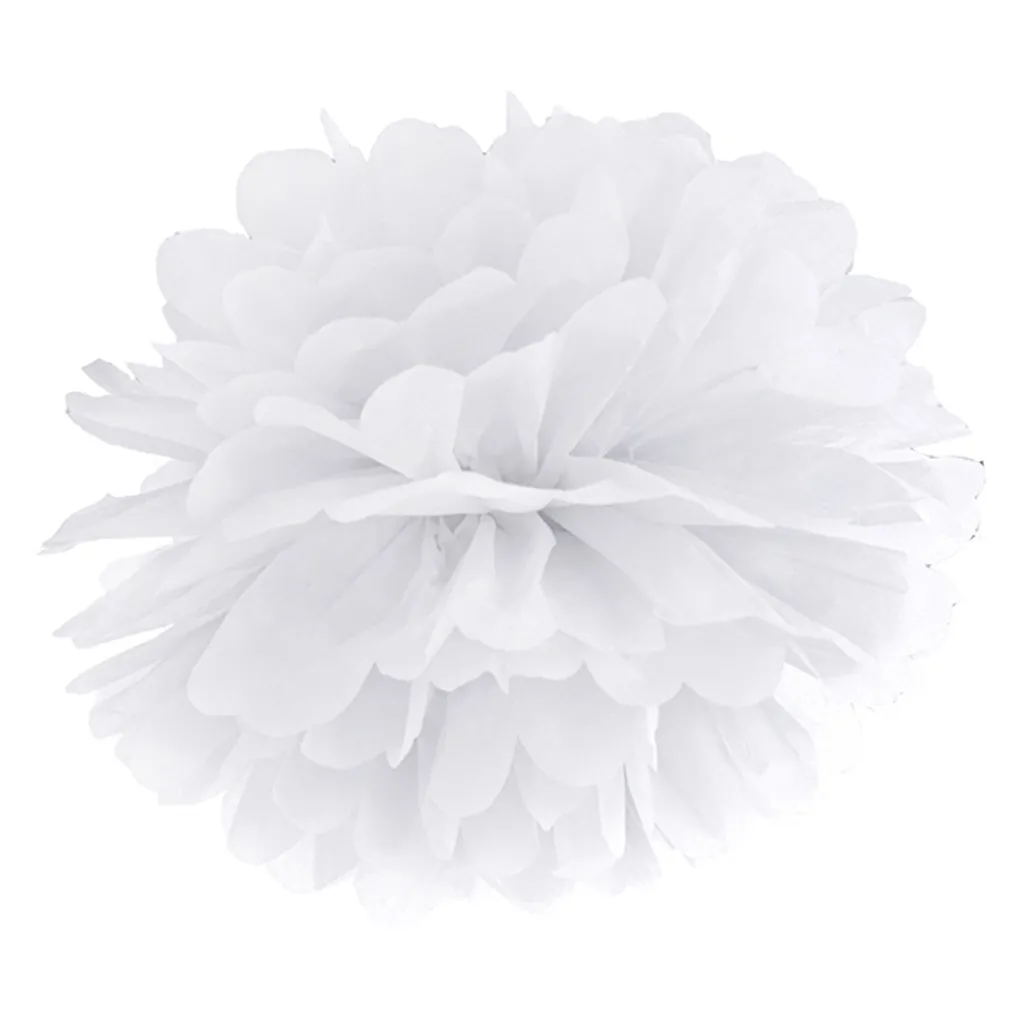 Pompom aus Papier - klein, Weiß