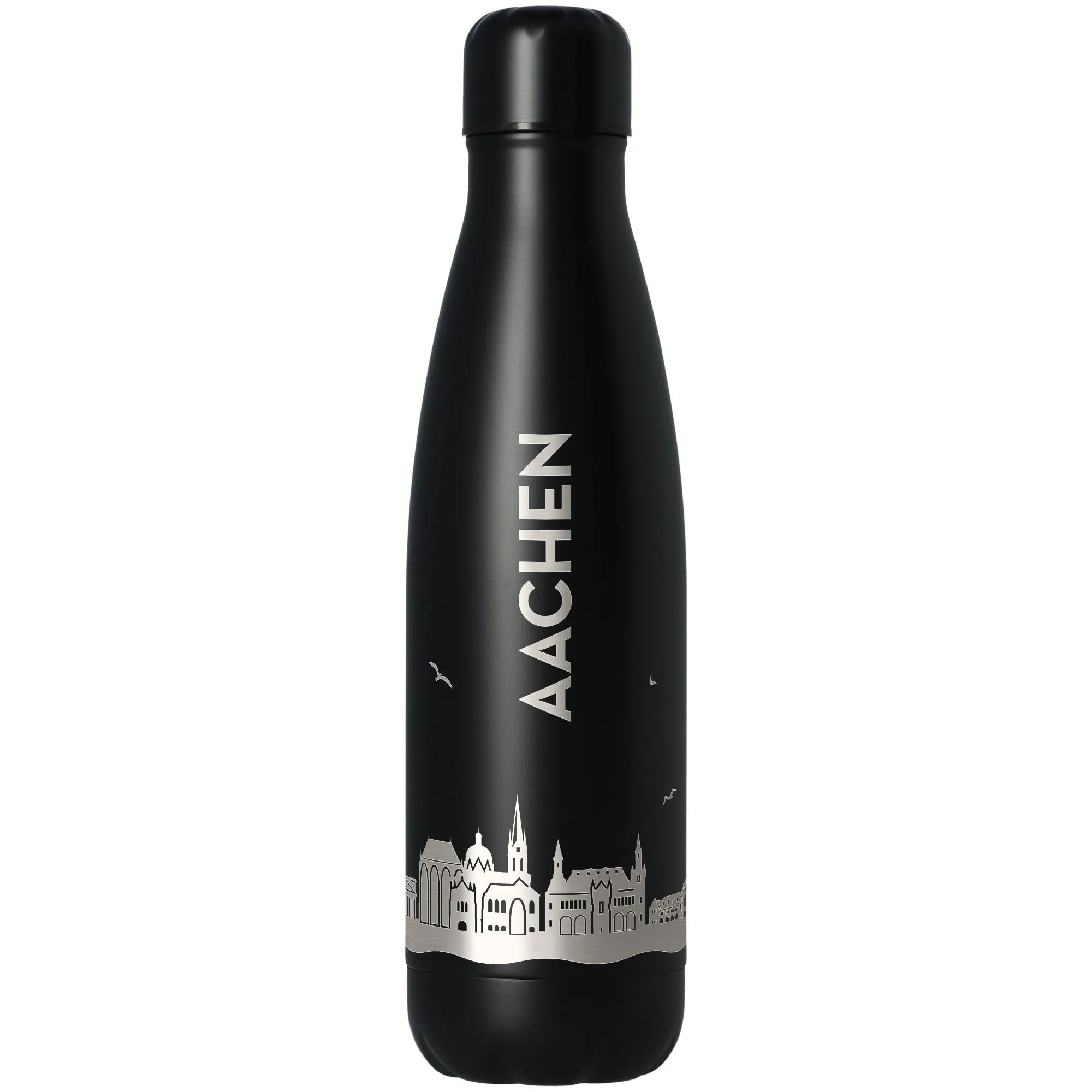 Thermos, Edelstahl, Schwarz, Stadtansicht, Flasche