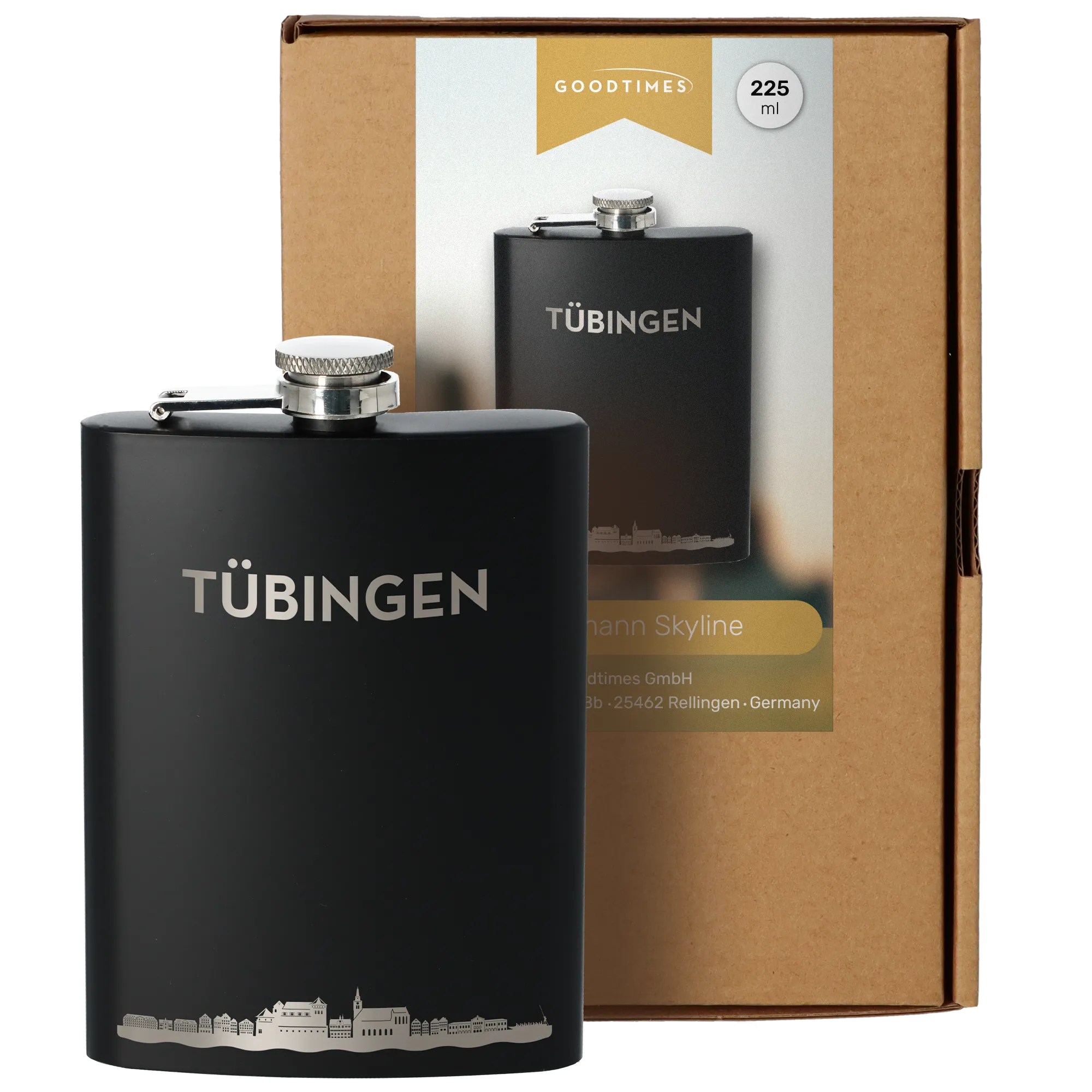 Flachmann Skyline Tübingen Schwarz 225ml