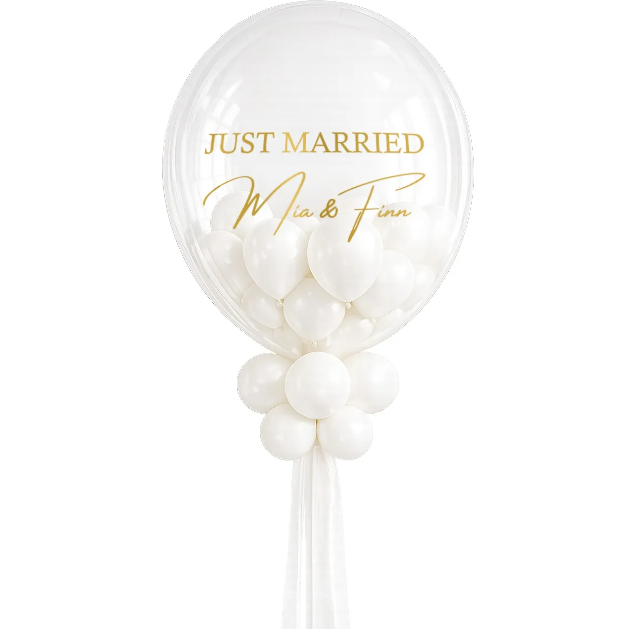 balloon, klarer ballon, weiße ballon, ballon bouquet, just married deko