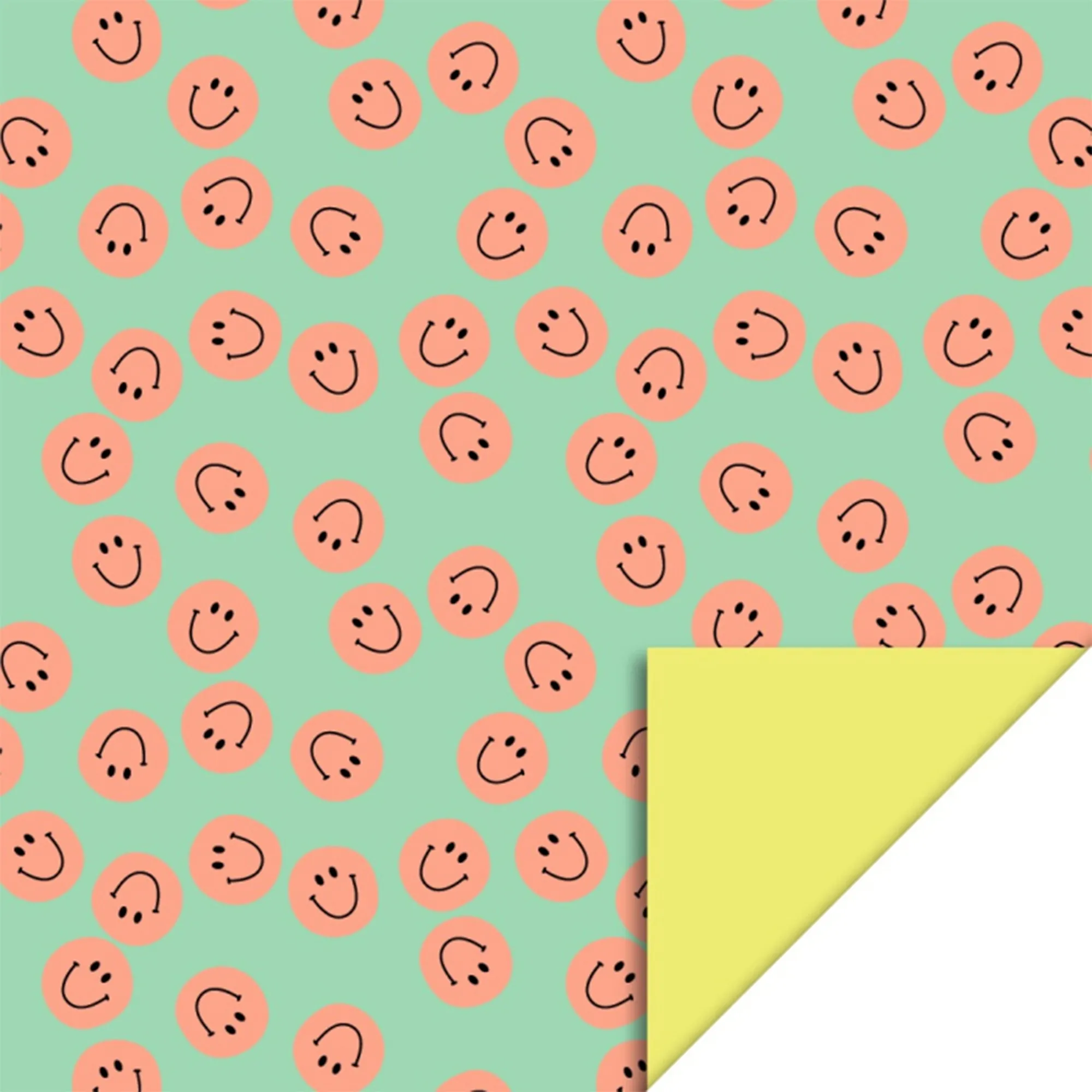 Geschenkpapier "Smiley" Mint/Gelb 3 m