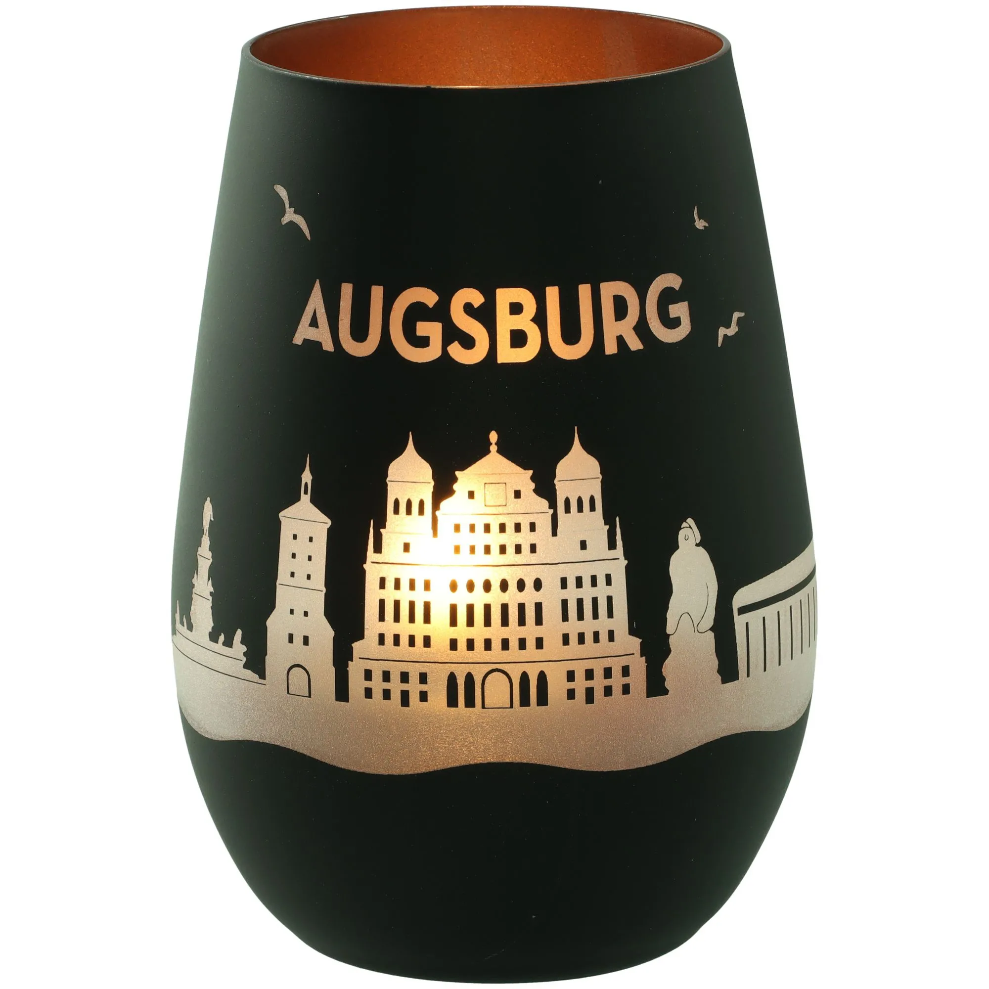 Windlicht Skyline Augsburg Schwarz/Bronze