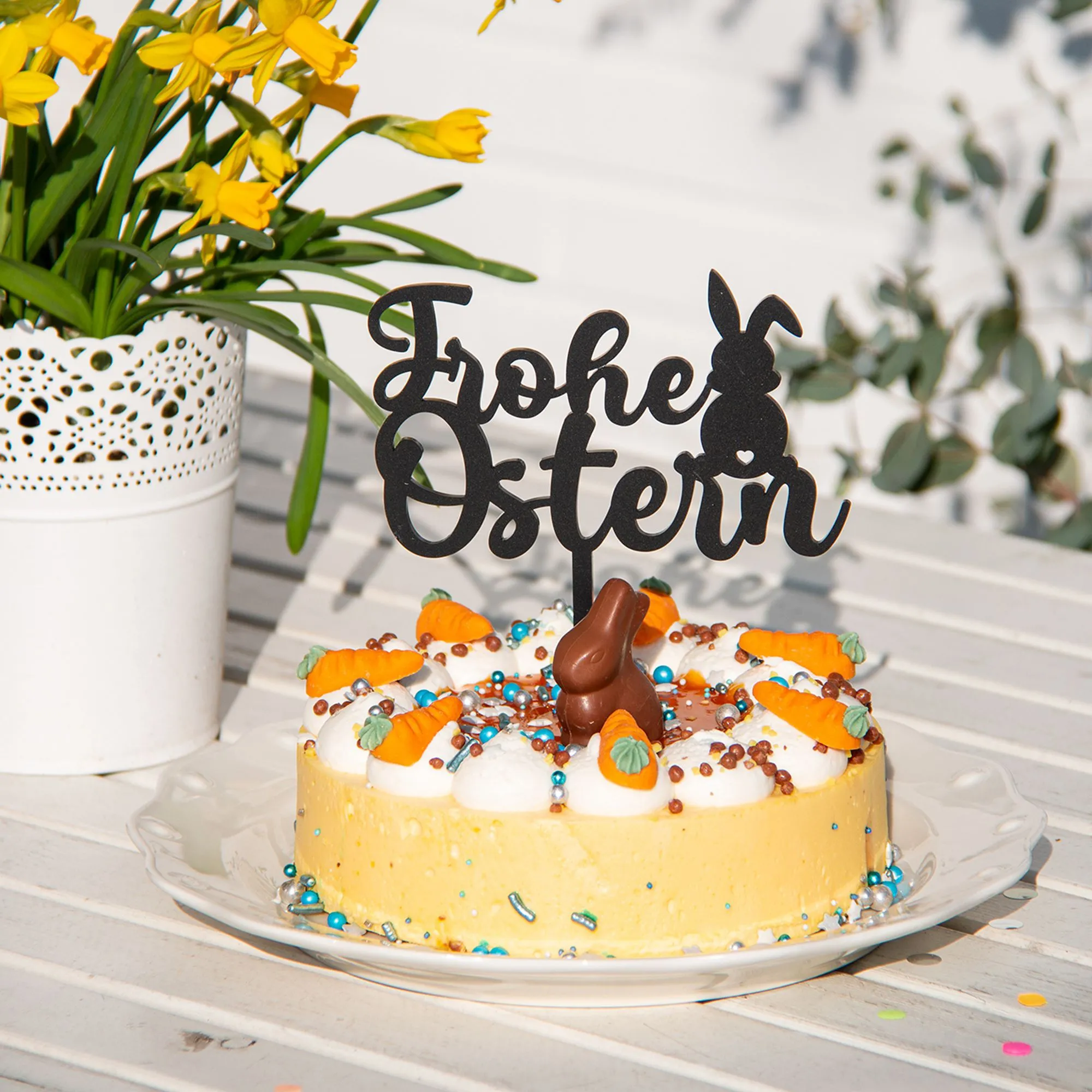 Cake Topper "Frohe Ostern" aus Acryl