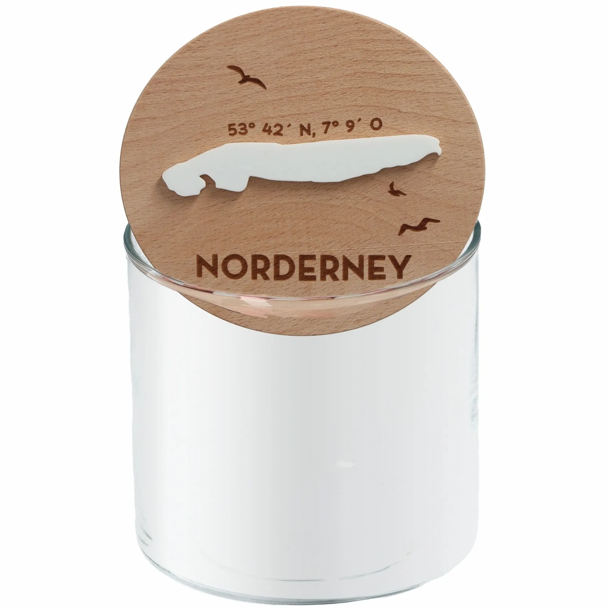Geschenkglas Skyline "Norderney Silhouette" Weiß 530 ml