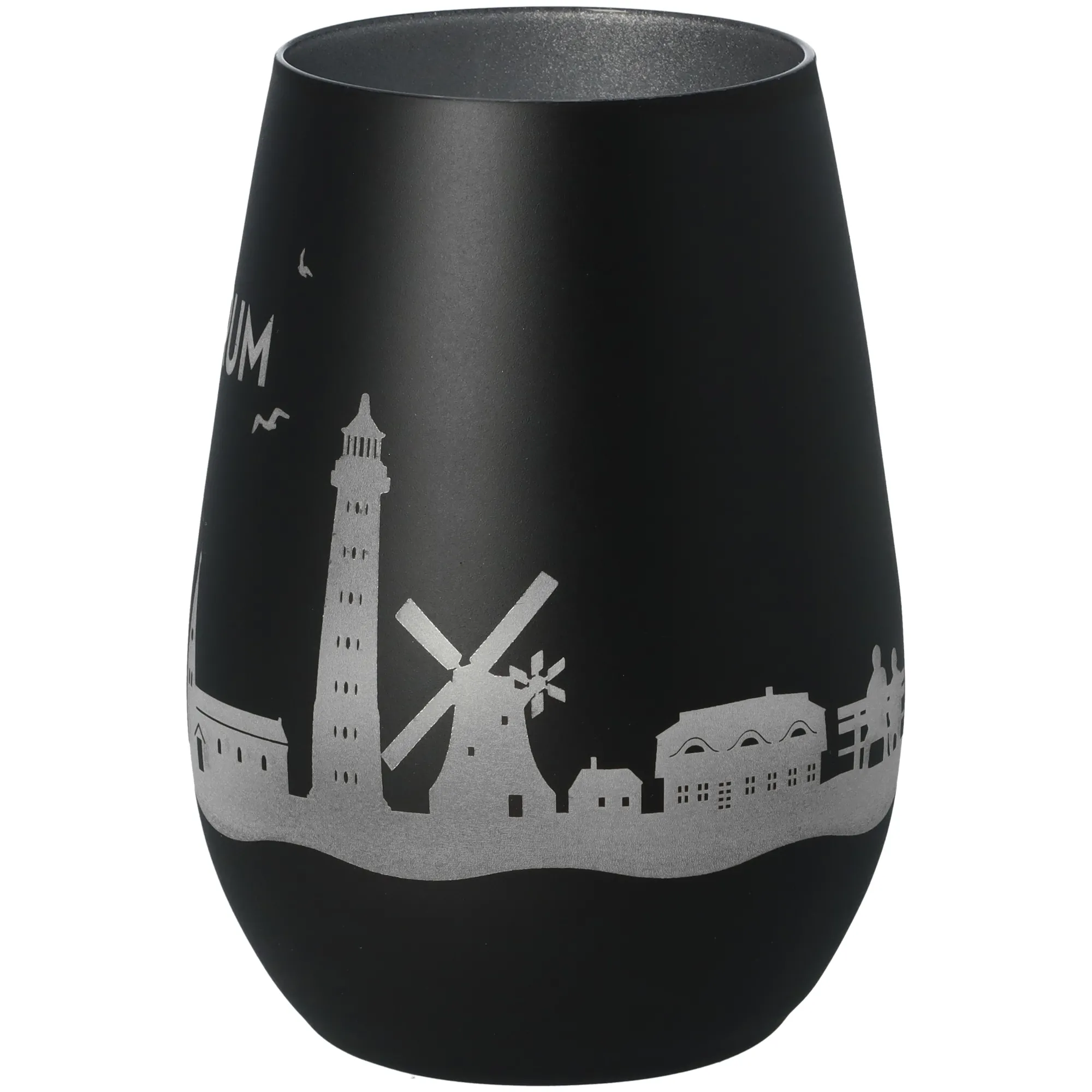 Windlicht Skyline Amrum Schwarz/Silber