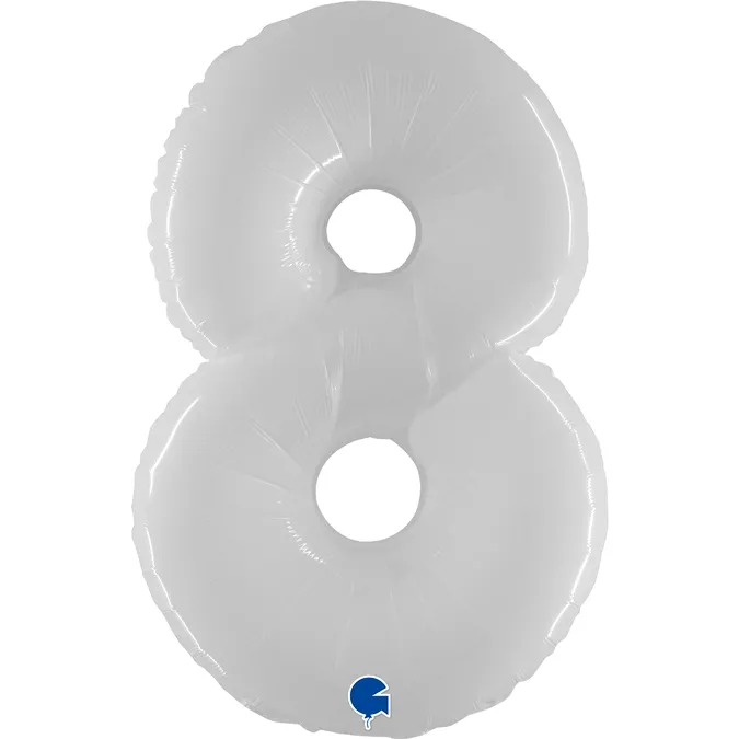 Folienballon Zahl 8 Shiny White 100cm/40"