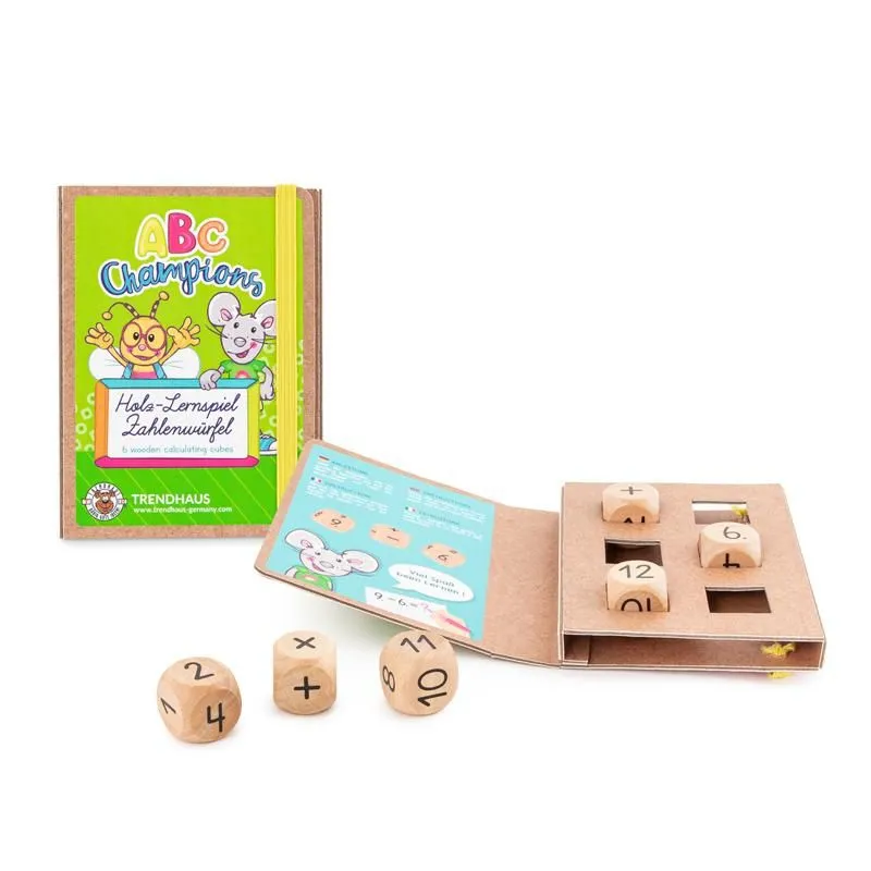 ABC - Holz Lernspiel, 6er Set Zahlenwürfel