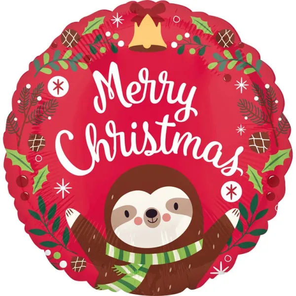 Folienballon "Merry Christmas" Faultier 43cm