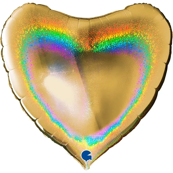 Folienballon "Herz" Holographic Gold, 90cm
