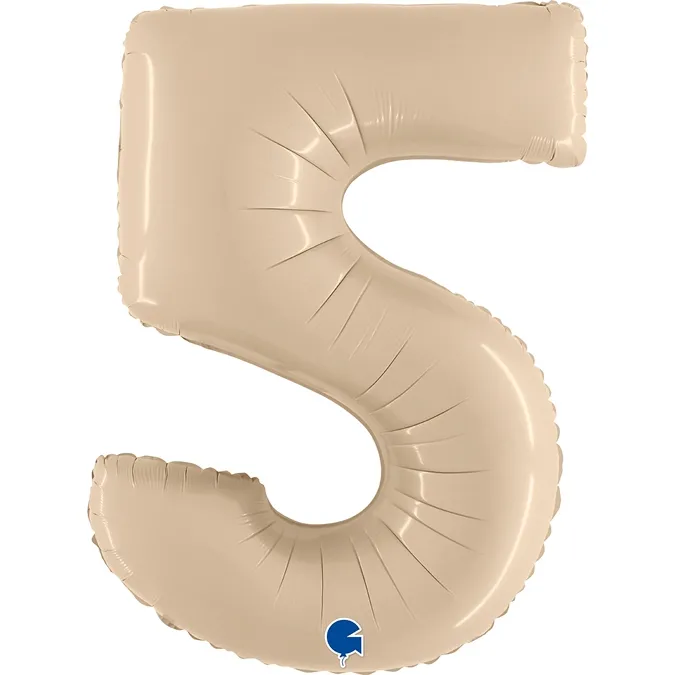 Folienballon Zahl 5 Satin Cream 100cm/40"