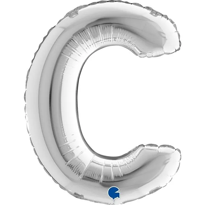 Ballon, Mondsichel, Folienballon, Silber, Buchstabe C